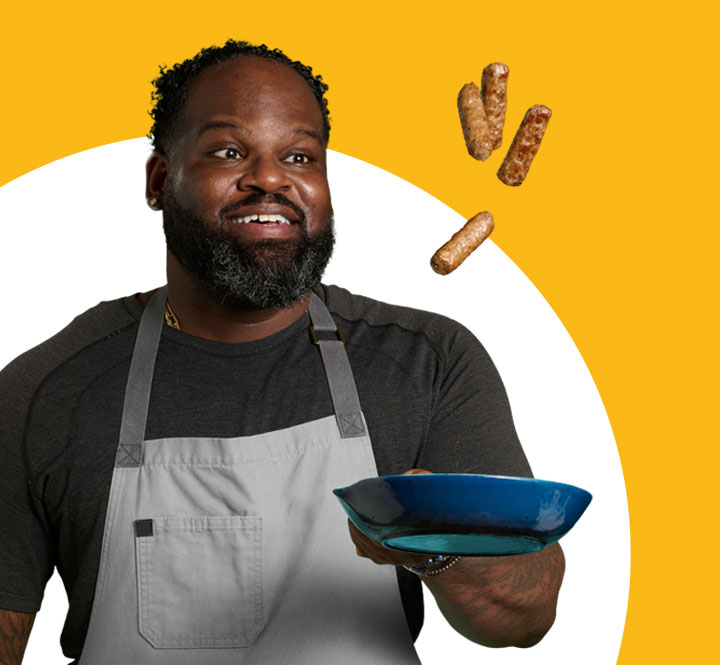 Chef air tossing sausage links