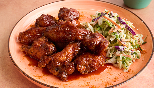 Fourth & Fiery wings with a side of coleslaw
