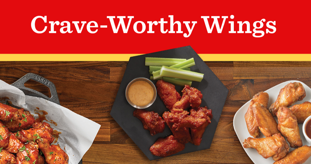 Bone-in wing variety with dips and sauces