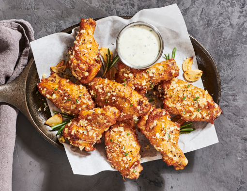 Garlic Parmesan Wings with a side of ranch