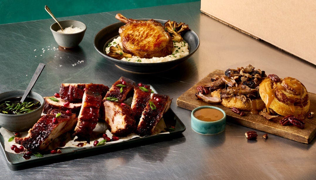 various menu items featuring pork products from ibp Trusted Excellence® brand