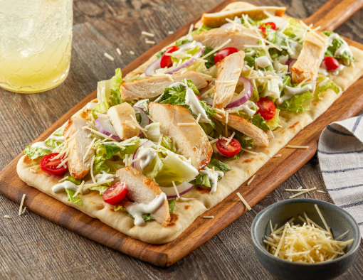 Roasted Chicken Caesar Flatbread Recipe