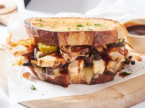 Sourdough BBQ Chicken Sandwich featuring Tyson Red Label® Wood Fire Seasoned Chicken Breast Strips 