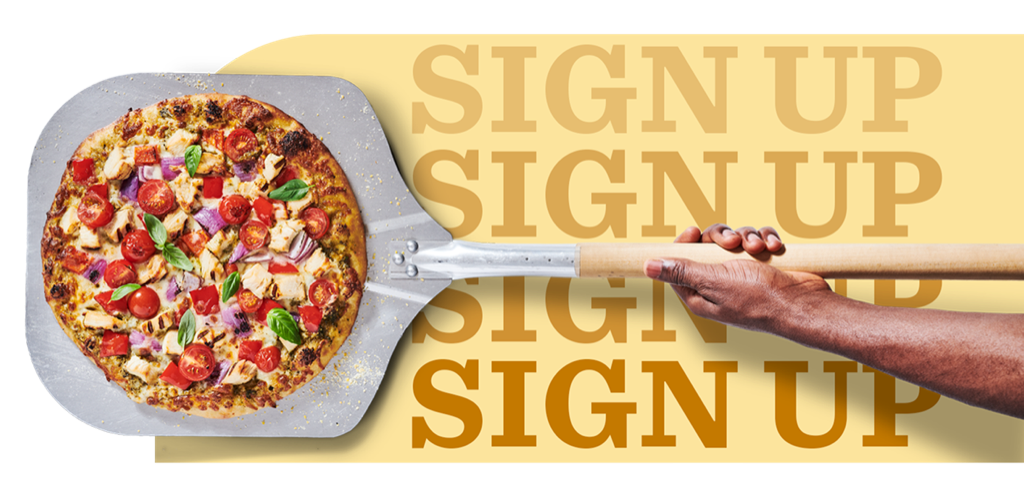 pizza on a serving tray