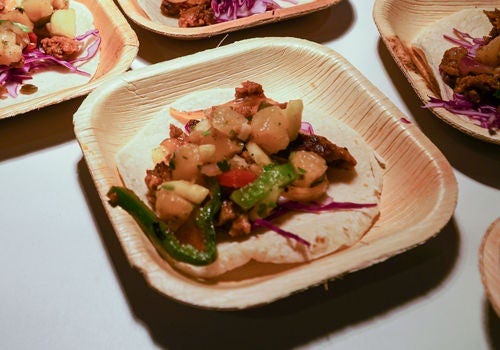 flour tortillas with Pork Chorizo Crumbles and fresh pineapple-serrano salsa