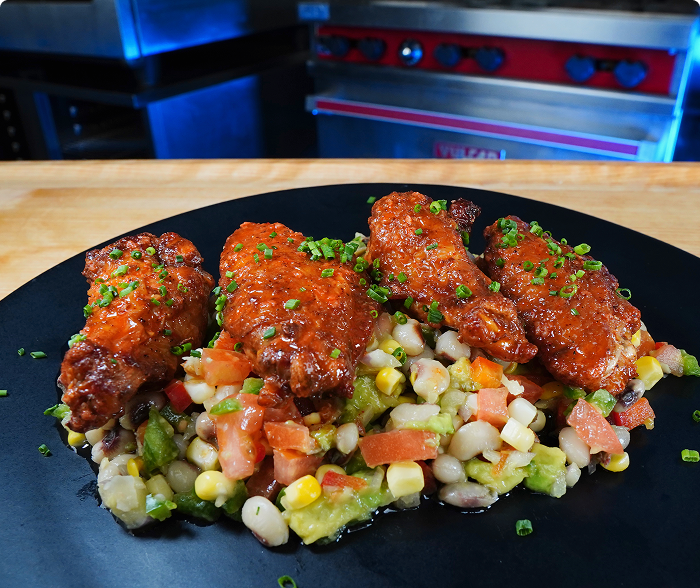 Pollo Asada Wings with Cowboy Caviar