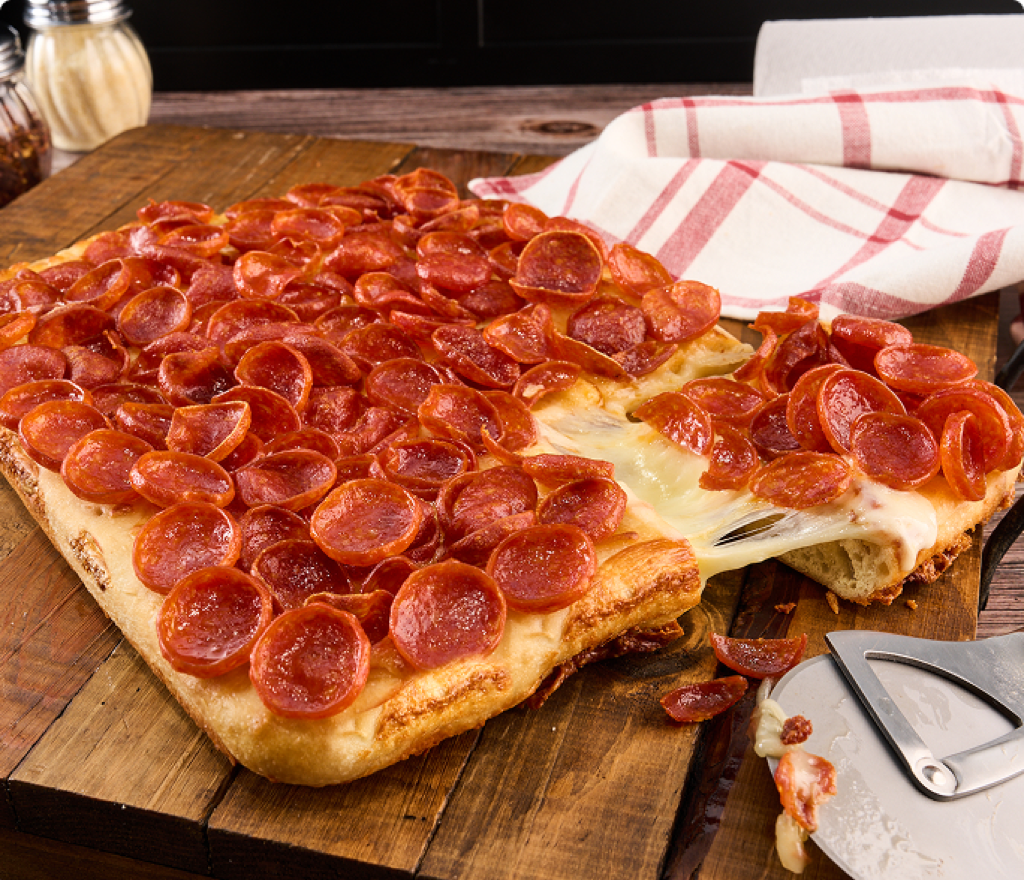 Detroit Deep Dish Cupping Pepperoni Pizza