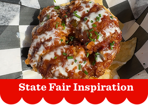 fried donut stuffed with bacon, ground beef and sausage