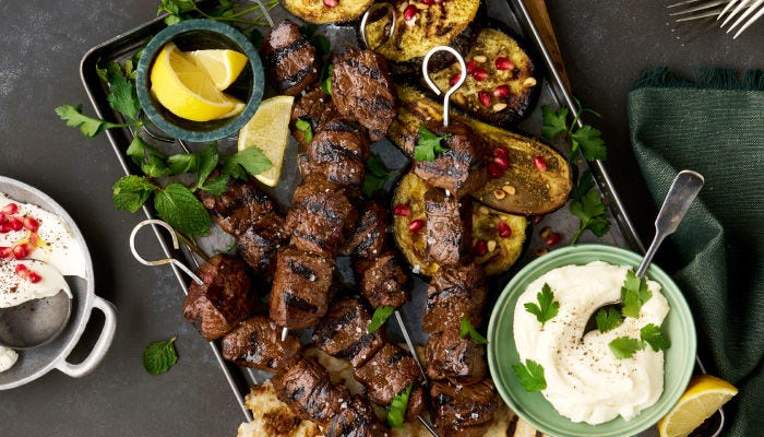 Grilled steak tip kebabs
