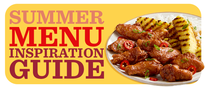 A white plage with bone-in chicken wings, grilled pineapple and white rice