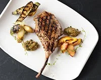 Roasted Peach and Bourbon Pesto Tomahawk Recipe