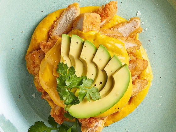 Chicken tenders, avocado and causa potatoes