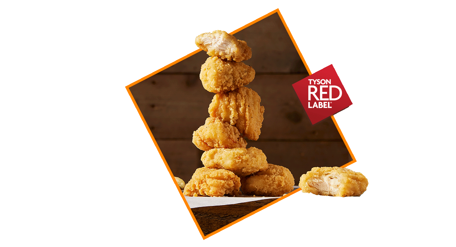 stack of Tyson Red Label® Authentically Crispy Original Chicken Chunks