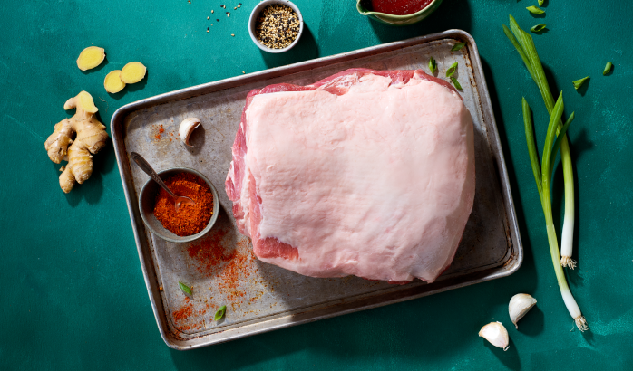 Boneless raw pork butt
