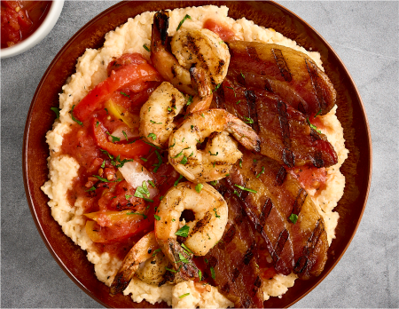 Low country grits with bacon and shrimp