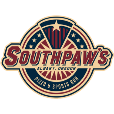 Southpaw's Pizza & Sports Bar logo with 'Southpaw's' in bold, 'Albany, Oregon' below