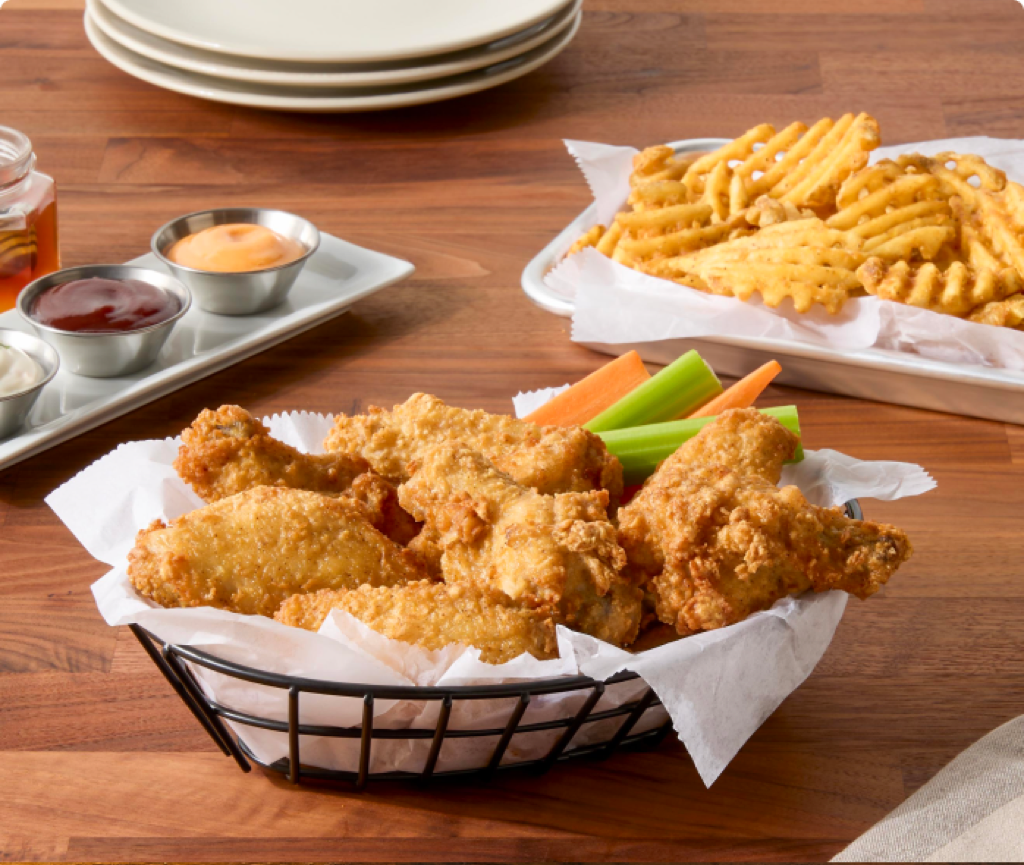 Fully Cooked Lightly Breaded Bone-In Chicken Wing Sections, Small