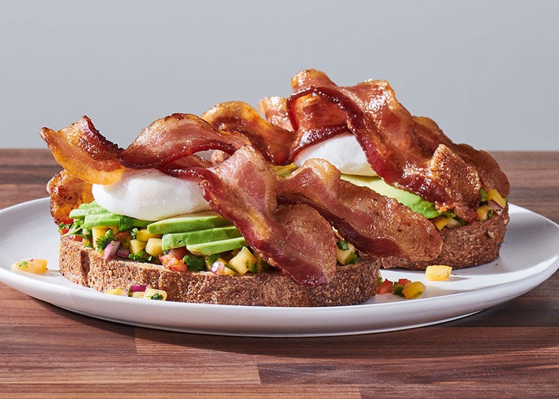 Breakfast Avocado Sandwich with bacon, egg and avocado