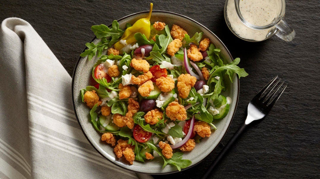 Mini Chicken bites in a salad