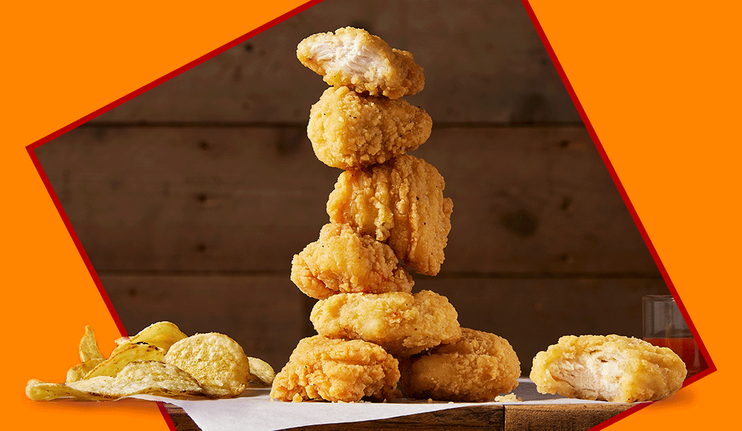 chicken chunks stacked
